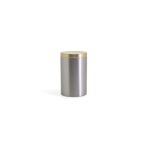 Tokyo Round Stainless Jar, Silver with Matte Brass Lid